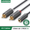 Cáp chuyển âm thanh jack 3.5mm cái sang 2 đầu hoa sen RCA đực UGREEN AV111