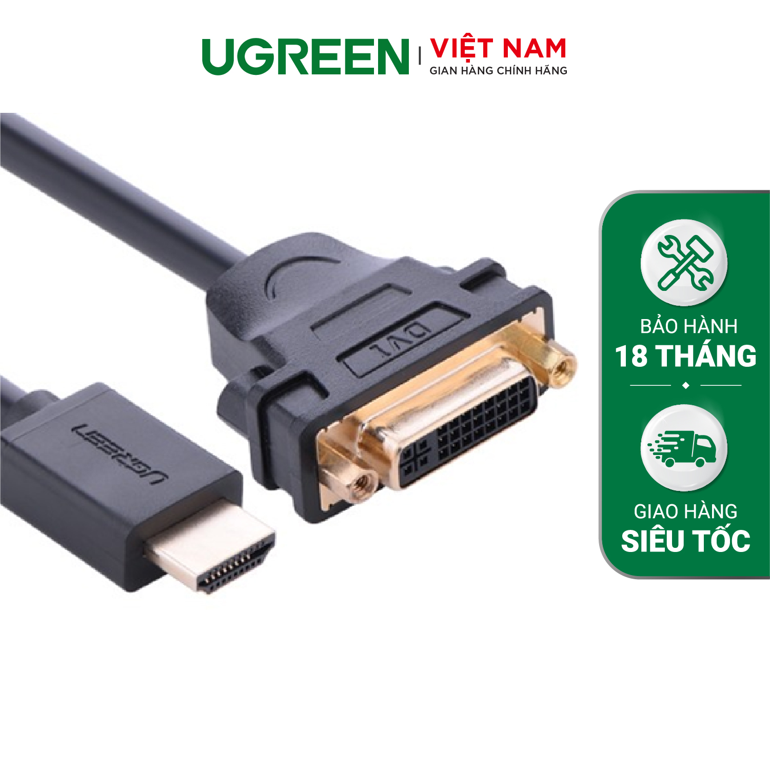 Cáp chuyển đổi HDMI đực sang DVI-I (24+5) cái dài 20Cm UGREEN 20136 (màu đen) » Ugreen Việt Nam cap-chuy-n-d-i-hdmi-d-c-sang-dvi-i-24-5-cai-dai-20cm-ugreen-20136-mau-den--500x500
