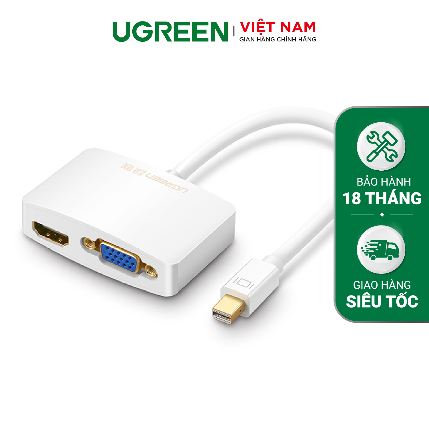 Cáp chuyển mini DP sang HDMI và VGA dài 15CM UGREEN MD108 » Ugreen Việt Nam cap-chuy-n-mini-dp-sang-hdmi-va-vga-dai-15cm-ugreen-md108-ugreen-vi-t-nam-500x500