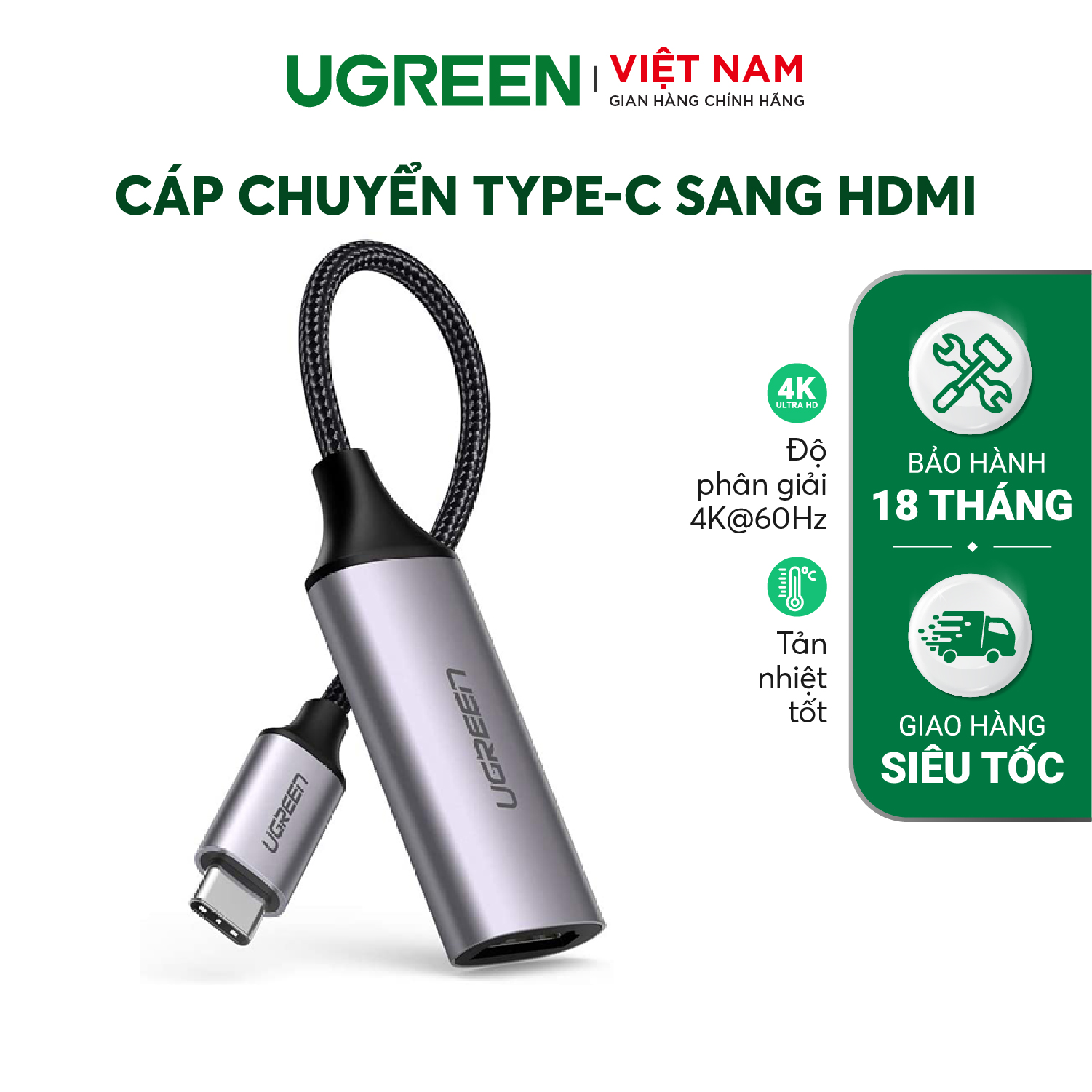 Cáp chuyển Type C sang HDMI UGREEN 70444 Độ phân giải 4K@60Hz - Thiết kế nhỏ gọn, vỏ hợp kim tản nhiệt tốt - Bảo hành 18 tháng » Ugreen Việt Nam cap-chuy-n-type-c-sang-hdmi-ugreen-70444-d-phan-gi-i-4k-60hz-thi-t-k-nh--500x500