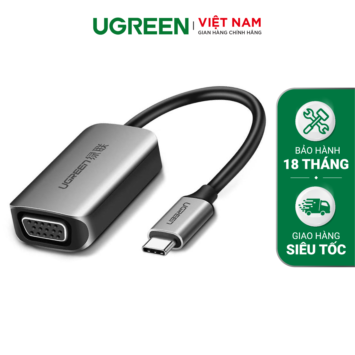 Cáp chuyển Type C sang VGA UGREEN CM160 - Hỗ trợ Full HD 1080P - Vỏ hợp kim tản nhiệt tốt » Ugreen Việt Nam cap-chuy-n-type-c-sang-vga-ugreen-cm160-h-tr-full-hd-1080p-v-h-p-kim-500x500
