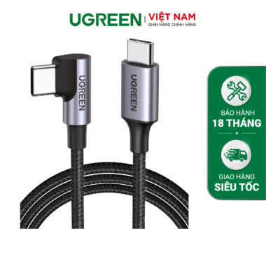 Cáp sạc nhanh PD60W UGREEN US255 - Đầu bẻ vuông góc chống gập gãy, Sạc nhanh chuẩn Quick Charge 3.0 dòng 3A
