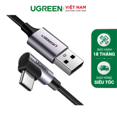 Cáp sạc nhanh type C vuông góc UGREEN vỏ bện US284 - 0.5m