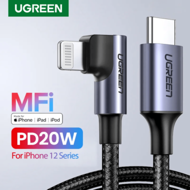 Dây cáp sạc Lightning đầu type C Ugreen US305 US vuông góc